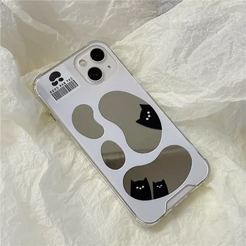 Роскошный зеркальный чехол для телефона в стиле ретро с черным кошачьим когтем для iPhone 14 13 12 11 Pro Max Mini Xr Xs Max 7 8 Plus, милый мультяшный чехол - Изображение 2  