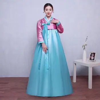 Ханбок для женщин, корейский традиционный костюм, традиционный для меньшинств, корейский костюм, платье с цветочным рисунком на Новый год, свадебная вечеринка - Изображение 2  