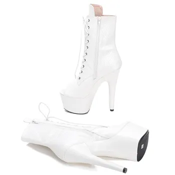 LAIJIANJINXIA Новая мода, верх из искусственной кожи 17 см / 7 дюймов, Обувь для танцев на шесте, Женские современные ботинки на платформе на высоком каблуке 033 - Изображение 2  