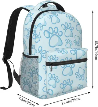 Милый синий рисунок собачьей лапы, легкий рюкзак для ноутбука для женщин, мужчин, сумка для книг, повседневный рюкзак, дорожная сумка - Изображение 2  
