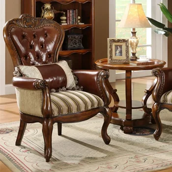 Кресло tiger из массива дерева и натуральной кожи в американском стиле - Изображение 2  