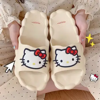 Мягкие и милые тапочки Sanrio Hello Kitty, модные интернет-знаменитости, Сандалии для отдыха с мягкой подошвой, домашние летние сандалии, женские перчатки - Изображение 2  