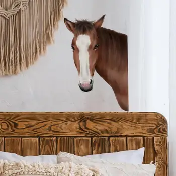 Лошадь Цепляется За Окно Лошадь Съемные Поддельные Наклейки На Стену Сцены Окна Реалистичные Наклейки На Стены Лошади Ферма Милые Животные Цепляются - Изображение 2  