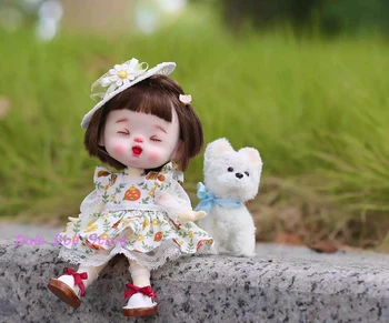 Одежда для куклы Dula, комплект из кружевной шляпы с цветочным рисунком, аксессуары для куклы Ob11 gsc - Изображение 2  