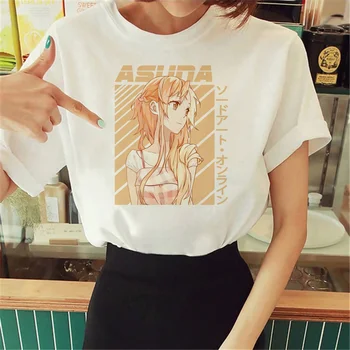 Футболка Sword Art Online женская забавная футболка женская графическая уличная одежда манга одежда - Изображение 2  