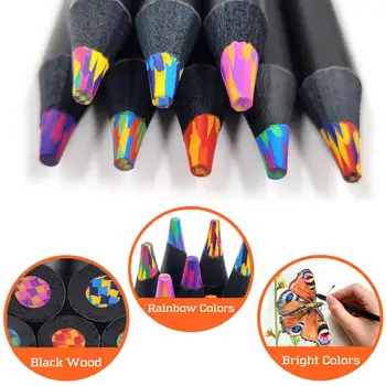 8 шт./компл. Kawaii Rainbow Pencil, 8 цветов, Градиентные мелки, Детские Креативные Цветные карандаши для граффити, Художественная живопись, Канцелярские принадлежности для рисования - Изображение 2  