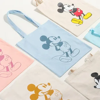 Мужская и женская винтажная холщовая сумка Disney с Микки Маусом, мультяшные сумки-мессенджеры, повседневная сумка через плечо, подарки на день рождения - Изображение 2  