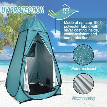 TOMSHOO Всплывающая душевая палатка для уединения, палатка для раздевалки со съемным дождевиком и полом для кемпинга, пляжный туалет, душевая ванная комната - Изображение 2  