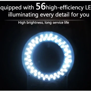 SS-033 56 LED Ring Light Лампа-Осветитель 0-100% Регулируемая Лампа LED Circle Light для Тринокулярного Стереоскопического Микроскопа с Зумом - Изображение 2  