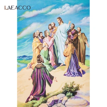 Laeacco Jesus Christ 11 Disciples Небесная комната; Decro Картина маслом; Фотографические фоны; Фотографические фоны для фотостудии. - Изображение 2  