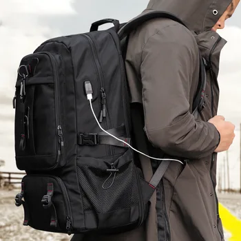 USB кабель для мужчин дорожная сумка дома-интерната рюкзак Спорт на открытом воздухе камера рюкзак 50л 60л 80л сумка турист путешествия кемпинг мешок  - Изображение 2  