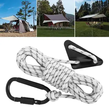 Светоотражающая веревка для палатки guyline длиной 5 мм и 5 м, легкая ветрозащитная веревка для упаковки наружного навеса, кемпинга, пеших прогулок, альпинизма - Изображение 2  