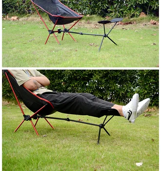 Портативный складной стул с выдвижной подставкой для ног, уличные сверхлегкие стулья, походный комплект Moon Chair для пеших прогулок, рыбалки, пикника - Изображение 2  