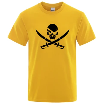 Футболки с логотипом пиратского черепа, летние футболки, мужская футболка оверсайз из 100% хлопка, мужские модные свободные футболки, дышащие. - Изображение 2  