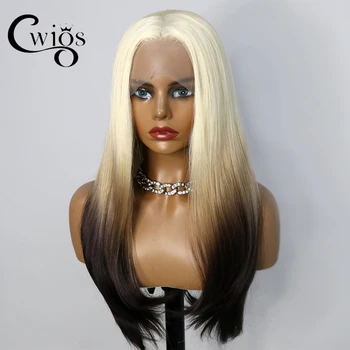 Градиентный черный коричневый трехцветный женский синтетический парик для ежедневного использования на вечеринке королевы косплея - Изображение 2  