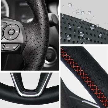 Черный кожаный чехол на руль ручной работы для Peugeot 408 /Peugeot 308 - Изображение 2  
