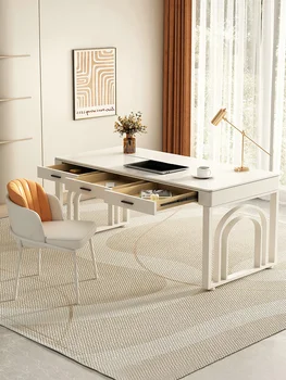 Стол в кремовом стиле rock board, легкий роскошный компьютерный стол, простой современный офис интернет-знаменитости, студент - Изображение 2  