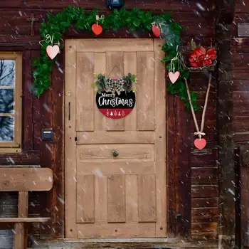 Повесьте вывеску Merry Christmas Деревянный Рождественский венок, дверная вешалка, Рождественское Новогоднее украшение для дома в помещении и на улице - Изображение 2  