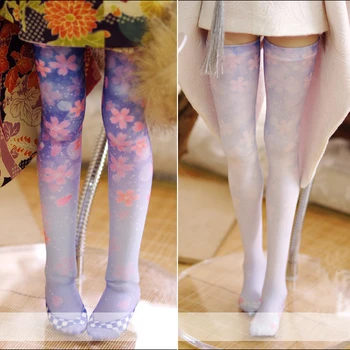 Новые чулки с принтом 1/3 1/4 цветущей сливы/орхидеи/вишни DDDY MSD, носки с защитой от окрашивания для платья-кимоно, аксессуары для кукол BJD - Изображение 2  