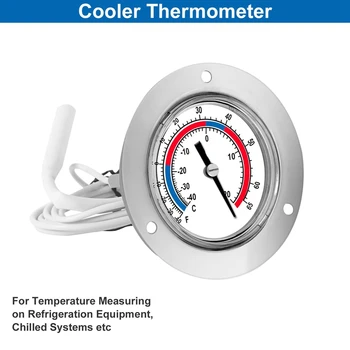 Термометр давления с капиллярной конструкцией, холодильный манометр, от -40 до 65℉ / от -40 до 20 ℃, 2-дюймовый циферблат, крепление на панели из нержавеющей стали - Изображение 2  