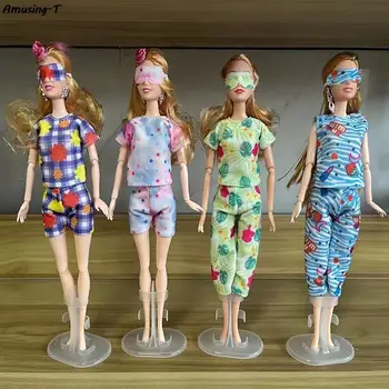 1 комплект 30 см, кукла 1: 6, кукла ручной работы, пижама + маски для глаз, халат, кукольная одежда для повседневной носки, одежда для девочек, аксессуары для кукол, игрушечный костюм - Изображение 2  