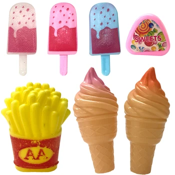 NK 7 шт./компл. Аксессуары для кукол Мороженое, фруктовое мороженое, картофельные чипсы, коробка конфет и сахара для кукольного домика Барби, Декор для еды, Игрушки своими руками - Изображение 2  