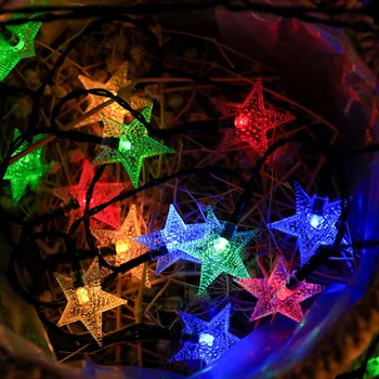 Y2K Star Солнечные гирлянды Рождественские украшения для двора 2023 Акриловые светодиодные фонари Наружный водонепроницаемый светильник для патио с питанием 287 - Изображение 2  