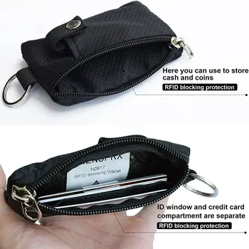 Минималистичный портативный мужской кошелек с RFID-блокировкой на молнии, короткий женский кошелек для монет с окошком для удостоверения личности, водонепроницаемая дорожная ручная кладь - Изображение 2  