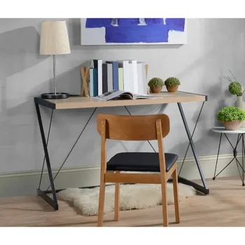 Современный компьютерный стол, письменные столы с металлическими ножками Z Design, подходящие для спальни, кабинета, офиса, светлый дуб - Изображение 2  