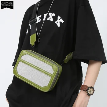 VC Trend Авокадо Зеленая сумка через плечо Унисекс Простая модная соединительная коробка для пары Камера Маленькая сумка через плечо для мужчин слинг - Изображение 2  