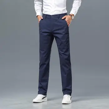 Летняя мода 2023 года, мужские костюмные брюки, однотонные деловые облегающие брюки, официальные офисные социальные брюки, уличная одежда C118 - Изображение 1  
