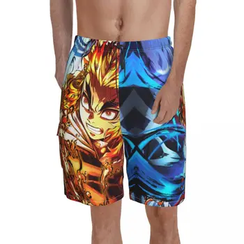 Пляжные шорты Demon Slayer Классические мужские пляжные брюки akaza manga Япония иносуке ренгоку Плавки для отдыха Большого размера - Изображение 1  