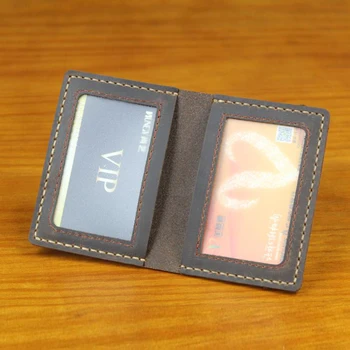 Винтажный держатель для карт из натуральной кожи ручной работы, мужской кожаный бумажник для карт, женская сумка для карт, держатель кредитной карты, визитница MC-402 - Изображение 1  
