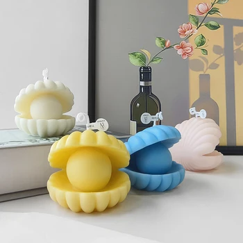 3D Силиконовая форма с жемчужной раковиной, сделай САМ, Ароматерапевтическая свеча, Гипсовая смола, Гипсовая форма для домашнего декора, формы для рукоделия - Изображение 1  