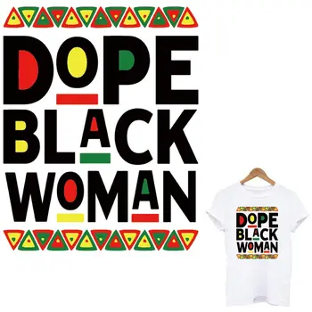 Нанесение утюга на одежду, наклейка с надписью Dope Black Women на одежду, футболка, толстовки, которую можно стирать своими руками, аппликация с теплопередачей - Изображение 1  