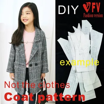 Выкройка из швейной бумаги детская одежда модное пальто средней длины с лацканами 1: 1 физический рисунок одежды CFY6 - Изображение 1  