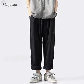 Мужские летние брюки-карго в японском стиле, мешковатые, шикарные, универсальные, полной длины, уличные, повседневные, Harajuku, Красивые, Студенческая мода, Новые - Изображение 1  