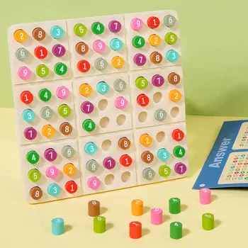 Деревянная настольная игра-головоломка Судоку, портативные сувениры для вечеринок, логические игрушки для изучения математики - Изображение 1  