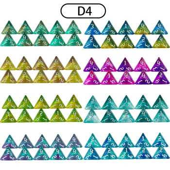 10шт 4-сторонние игральные кости, Двухцветный Многогранный набор кубиков D4, Игральные кости, Подарочные наборы кубиков для настольных игр - Изображение 1  