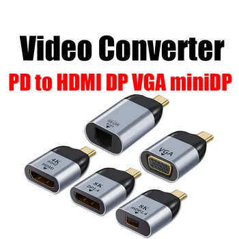 USB Type-C к HDMI DP VGA miniDP RJ45 Конвертер Адаптер Штекер 4K 60Hz HD передача видео для Mac ПК Ноутбук Телефон ТВ Android - Изображение 1  