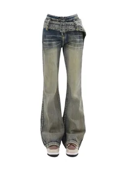 Новый Дизайн Cyber Jeans, Уютные Повседневные Широкие Джинсовые Брюки С Высокой Талией, Мешковатые Женские Брюки Harajuku Kpop, Эстетическая Уличная Одежда 2000-х годов - Изображение 1  