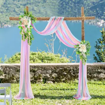 Свадебная арка, драпирующая ткань контрастного цвета, ткань для наружного фона, украшения для свадебной церемонии (2 фута X 18 футов) - Изображение 1  
