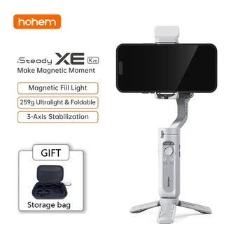 Hohem iSteady XE Карданный подвес для смартфона, 3-осевой ручной стабилизатор, штатив для селфи-палки для телефона с магнитным заполняющим светом, видеоосвещение - Изображение 1  