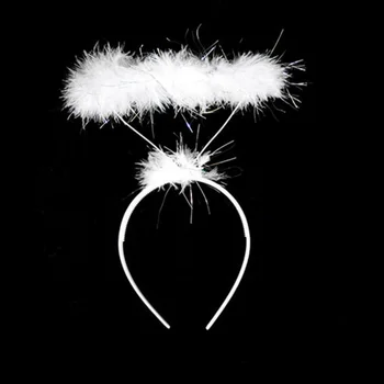 Белое Сказочное перо, кольцо с Ангелом-гало, повязка на голову Для детей, взрослых, женщин, девочек, Украшение костюма для вечеринки, Пасха, Рождество - Изображение 1  
