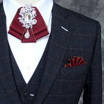 Винтажный британский галстук-бабочка с бриллиантами, Брошь из ткани ручной работы, лента, модный галстук-бабочка - Изображение 1  