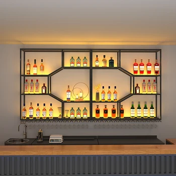 Подвесные винные шкафы для хранения спиртных напитков Салон Виски Ресторан Шкаф для напитков Металлический держатель Мебель для бара Stojak Na Wino - Изображение 1  