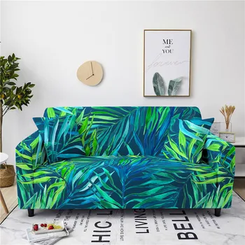 Чехол для дивана в тропической тематике, зеленые пальмовые листья, чехол для дивана, чехол для женщин, мужчин, Нескользящий Моющийся чехол для мебели из полиэстера, декор - Изображение 1  