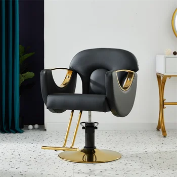 Парикмахерские кресла для стилистов для макияжа Поворотный профессиональный металлический табурет Косметические парикмахерские кресла Туалетный столик Sillas De Barberia Салонное Оборудование - Изображение 1  