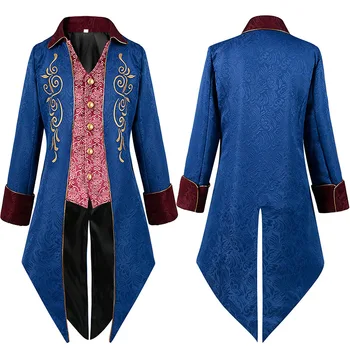 Новый мужской смокинг средневековый винтажный пальто средней длины - Изображение 1  