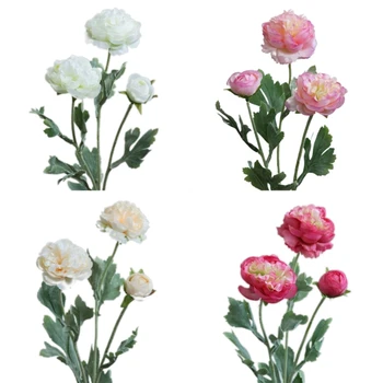 Украшение Ranunculus Asiaticus с 3 головками, искусственный Цветок, композиция из роз из искусственного шелка, украшения для дома и спальни - Изображение 1  